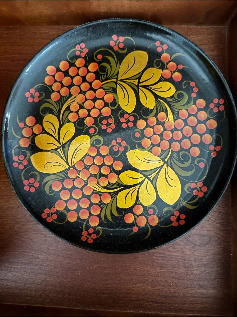 Vintage 7-Piece Russian Khokhloma Lacquerware Set.